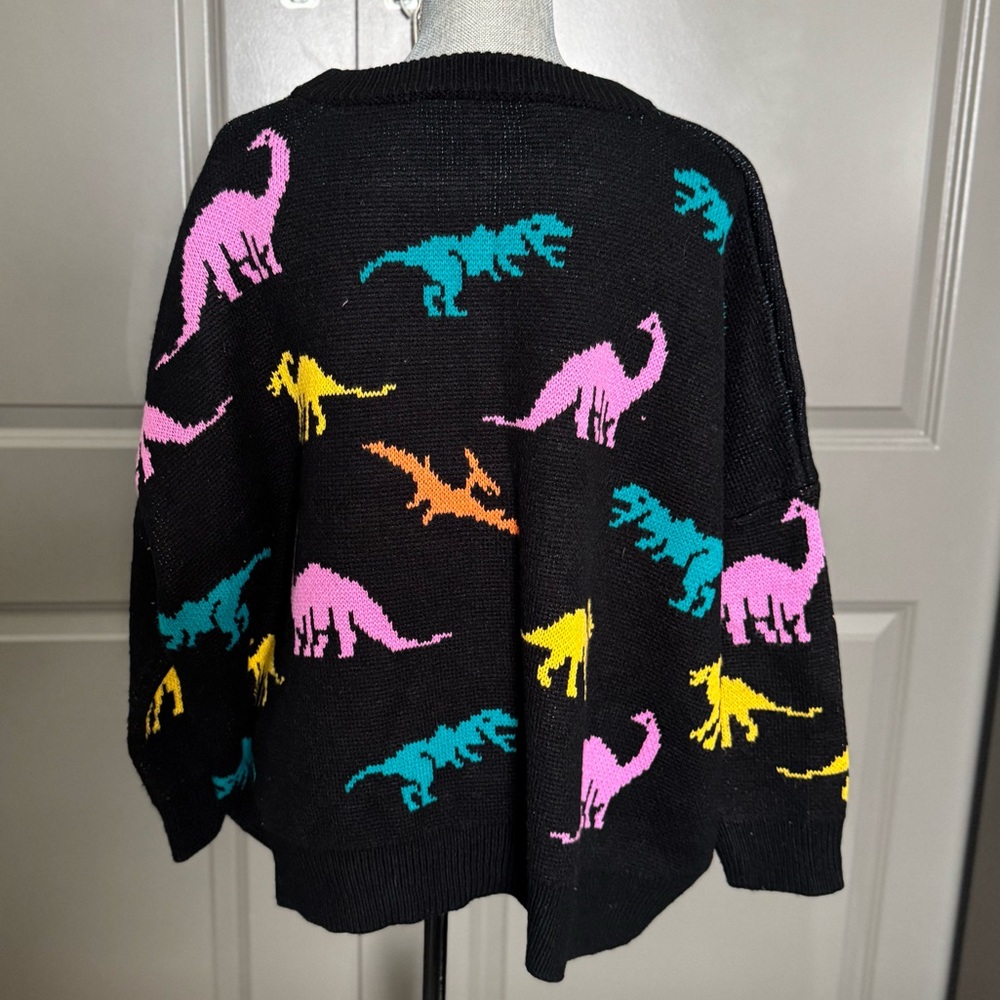 Oversized Dino Pattern Drop Shoulder Sweater - Picture 6 of 6